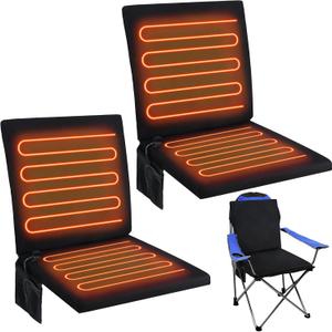 Thyle 2 Pcs Heated Seat Cushion for Bleachers Stadium Foldable, Black