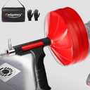 50FT Drain Snake for Clog Removal, Drill Powered & Manual Auger, 1/4 Inch Plumbing Snake for Kitchen Sink, Shower & Bathtub Drain, Hair Clog Remover Tool with Gloves & Storage Bag