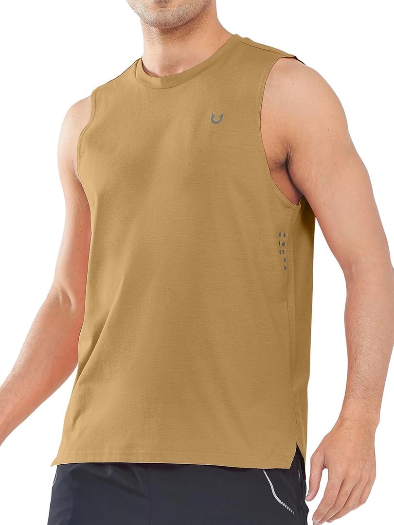 NORTHYARD Mens Tank Top Workout Running Shirts Sleeveless Quick Dry Muscle Shirts Athletic Gym Vest (Beige, S)
