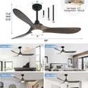 52 inch Outdoor Ceiling Fans with Lights,Smart Wood Ceiling Fan for Alexa,Google & APP Control,Indoor/Outdoor,3 Blades,3CCT Dimmable,Deep Brown Walnut,Downrod Mount for Patio Porch