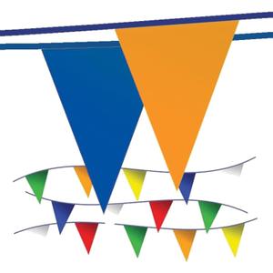 Pennant Banner Flags - OSHA 500lb Rated Safety Rooftop Flagging Barrier Traffic Party & Events - 105ft Strand Fade Resistant (Multicolored, 9"x12"x105ft)