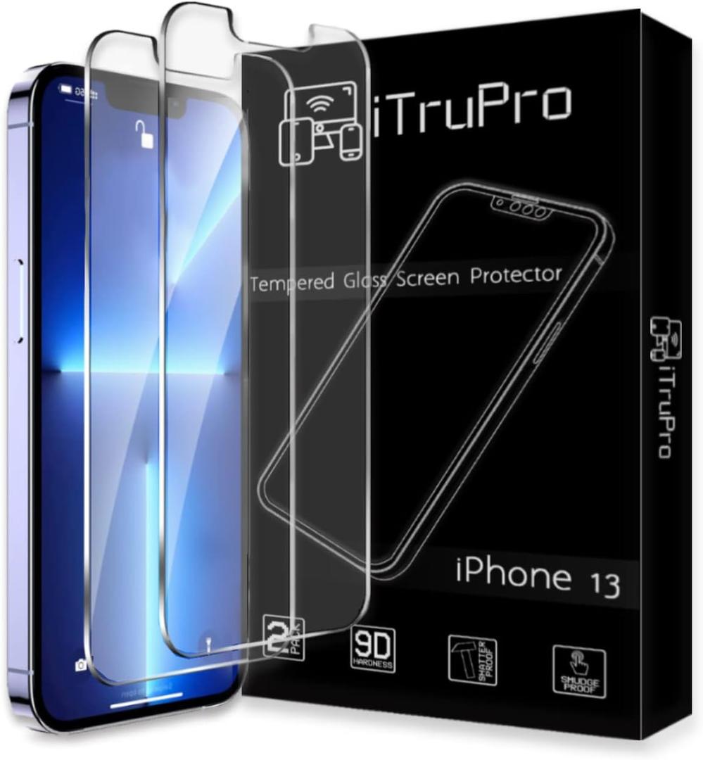 Iphone 13/14 / 13 Pro & 16e Screen Protector, (2 Pack) 9D Tempered Glass Screen Protector, Anti-Scratch, Drop Resistant, Anti-Fingerprint & Bubble Free Screen Protectors (Iphone 13 pro max), Set of 13