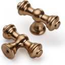 Asidrama 10 Pack Champagne Bronze Kitchen Cabinet Knobs - Brushed Brass & Gold Cabinet Hardware for Dresser Drawers (Single Hole Knob)