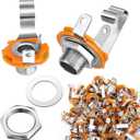 Moxweyeni 50 Pcs 1/4" Mono Guitar Input Jacks Female 1/4" Mono Output Jack Socket for Electric Guitar Bass Replacement Parts, Nickel Plate Contact