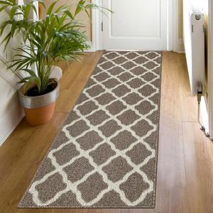 SHACOS Washable Runner Rug 20"x59" Non Slip Stain Resistant Dirt Trapper Rug Runner Floor Mat Carpet Runners for Entryway Kitchen Home Garage Office, Brown