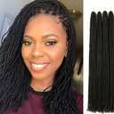 GUOHUI Micro Faux Locs Crochet Hair, 36 Inch 5 Packs Color Natural Black DIY Braids Straight Styles (36",1B)