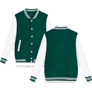 babyhealthy Women's Men's Varsity Baseball Jacket Casual Letterman Bomber Jacket Windbreaker Lightweight Jacket Coat (Green, L)