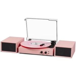 Vinyl Record Player with Bluetooth and External Stereo Speakers, | Vinyl to MP3 Converter | 3-Speed Turntable with USB Recording, AUX Input, RCA Output, Headphone Jack, Auto Stop, Pink