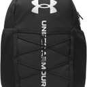 Under Armour Unisex Hustle Sport 6.0 Backpack, (001) Black/Black/Metallic Silver, One Size Fits Most