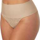 Maidenform womens Tame Your Tummy Lace Thong Panties, Firm Control Shapewear Thong, Cool Comfort (Beige, XXL)