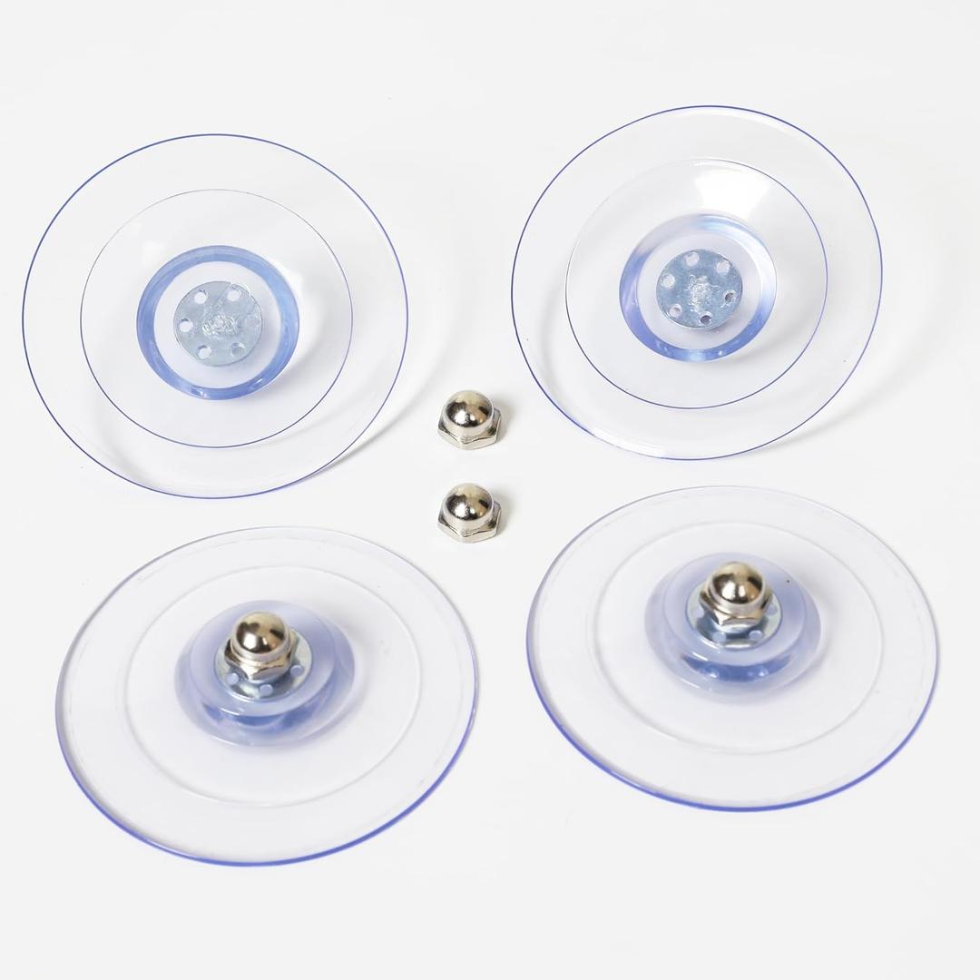 2 x 4pcs Suction Cups 3.4"/85mm Clear PVC Without Hooks Large Sucker Pads with M8 Screws Extra Strong Suction Holder for Cat Window Perch