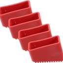 TEHAUX 4 Pcs Rubber Ladder Feet Replacement Pads - 1.97 x 0.79 Inch Inner Rectangular - Step Ladder Leg Covers - Slanted Anti-Skid Protective Caps for Hardwood Floor - Red