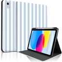 TopPerfekt Case for iPad 11th (A16) 11inch 2025 / 10th Generation 10.9inch 2022, Striped Cute Girly Collegiate Style Case with Pencil Holder for Kids, Boys, Girls, AntiSlip, AntiShock  Blue