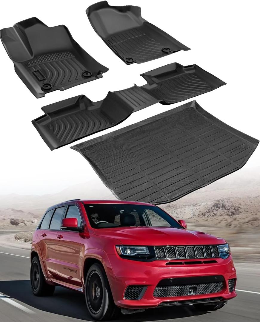 for Jeep Grand Cherokee Floor Mats 2011-2021 & 2022 WK(Not for L)All-Weather Waterproof Car Floor Mats & Cargo Liner for Jeep Grand Cherokee Accessories 2011-2016 2017 2018 2019 2020 2021 2022