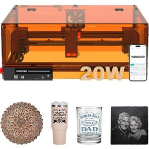 Laser Cutter and Engraver Machine 20W for DIY, Small Business, 300×300mm Large Area, 0.01mm Precision, 20,000mm/min High-Speed Cutting & Engraving for Wood, Metal, Leather, Acrylic, Class 1 20000mW