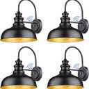 Bestshared Dusk to Dawn Sensor Farmhouse Barn Light, 11.5 Inch Dome Gooseneck Outdoor Barn Light, Outdoor Wall Sconce, Exterior Lighting Fixture, Farmhouse Porch Lights for Front Door(Black, 4 Pack)