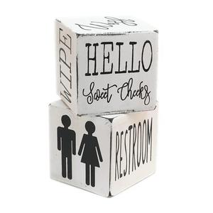 Lavender Inspired Set of 2 Farmhouse Bathroom Signs - Hello Sweet Cheeks - Half Bath Decor - Housewarming Gifts