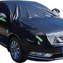 Car Half Cover, Oxford Summer Rainproof Sunshade Cover, All-season Thickened Car Roof Protector, Universal for Sedans (Black) (1 PC)