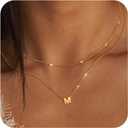 Initial Necklaces for Women 14K Gold Silver Plated Letter Jewelry Non Tarnish Layered Dainty Cute A-Z Pendant Choker Necklace Waterproof Trendy Name Necklace Personalized Jewelry Gift for Women + 
KanPas V28 Upgraded Version Mini Automotive Dashboard Car Compass Ball (V30)