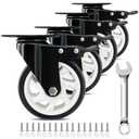5 Inch Heavy Duty Caster Set of 4, Swivel Plate Castor Wheels with Dual Locking Brakes, Silent Polyurethane (PU) Wheels, 360 Rotation, 2800lbs Load Capacity-Black