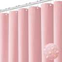 Dynamene Extra Long Shower Curtain - 96 Inch Long Waffle Weave Weighted Thick Cloth Bathroom Shower Curtain, Neutral Heavy Duty Hotel Bath Curtain Set with 12 Plastic Hooks,72x96, Pink