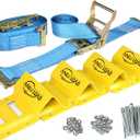 ANLULOAD Wheel Chock Tie Down Kit,Trailer Tire Ratchet Straps,E Track Tie Down System for ATV,Utv,Construction Equipment&Small Tractors.