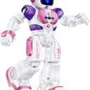 Ruko 6088 Dancing Robot for Girls with APP Control, Remote Control, Gesture Sensing Control, Interactive LED Faces, QA Games Rechargeable Programmable Robot Toys for 3 4 5 6 Years Kids, Pink Purple