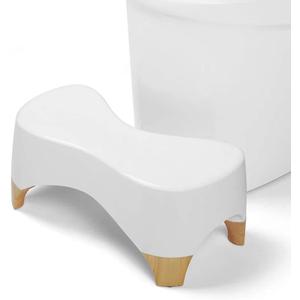 Toilet Stool Squat Adult,Gligam Poop Stool for Bathroom,Bearing 550 lbs Weight,Toilet Step Stool, Potty Stool for Adults and Kids,Non-Slip Simple Design,7" Tall (White/Bamboo Color)