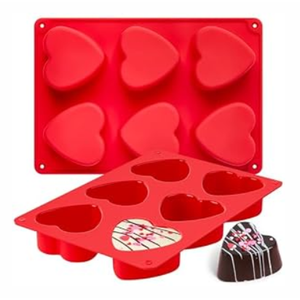 2 Pack Valentine's Day Heart Shaped Chocolate Molds, 6-Cavity Mini Muffin Tray Heart Silicone Mold for Baking Brownie, Cheesecake, Cupcake