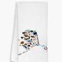 Alaska State Map Kitchen Towel, U.S. State Souvenir Tea Towel, Multi-Purpose Towel, Soft & Absorbent Kitchen Towel, Towel for Alaska Lovers, Travel Alaska Souvenir