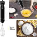 Bonsenkitchen Immersion Blender Handheld, 2 Mixing Speed Hand Blender Electric with Sharp Blades, 3-In-1 Hand Held Stick Blender with Egg Whisk, 24oz Beaker for Soups, Smoothies, Sauce