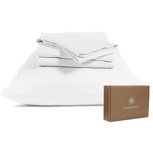BIOWEAVES 100% Organic Cotton Sheets, 300 Thread Count 4-Piece GOTS Certified Bed Sheet Set Fits Mattress Upto 17" Deep Pocket, Soft & Silky Sateen Weave (Queen, White)