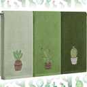 FuWeave 3 Pcs Green Cactus Summer Hand Towels for Bathroom 100% Cotton 29.5 x 13.8'' Embroidered Decorative Absorbent Soft Bath Hand Towels for Bathroom Kitchen Gift Decor
