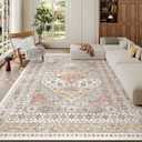 zesthome 6x9 Area Rug, Super Soft Washable Rugs for Living Room, Non-Slip Stain Resistant Vintage Rugs, Ultra-Thin Large Area Rugs (Orange,6'x9')