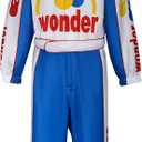 Men's Car Race Driver Costume Jumpsuit Baseball Hat Outfit Adult Halloween Cosplay Racing Jumpsuit Cap Suit 2XL