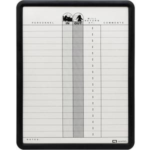 Quartet In and Out Dry Erase Magnetic Board 11"W x 14"H, In & Out Personnel Matrix for 18 Names, DuraMax Porcelain, Black Frame (750)