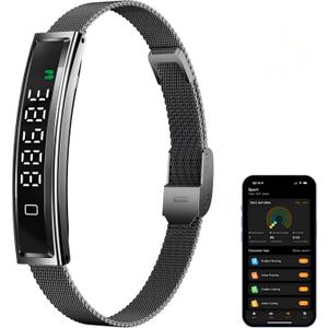 Health Smart Bracelet, Fitness Tracker with Heart Rate, Sleep Monitoring, Blood Oxygen, Step Counting for iOS and Android, No Subscription Fee, Waterproof, Valentines Day Gifts for Her Him(Black)