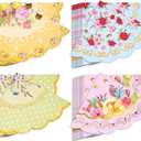 Floral Tea Party Napkins, 100 pcs Scalloped Guest Paper Napkins for Wedding Bridal Shower Baby Shower Tea Party Decorations