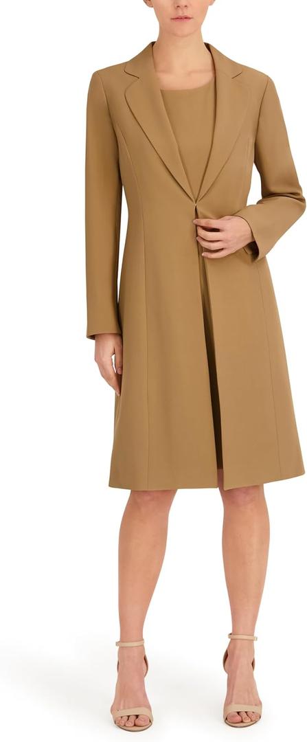 Le Suit Women's Long Coat & Basic Sheath Dress, size 4