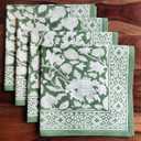 ATOSII Meraki Green 100% Cotton Spring Cloth Designer Dinner Napkins, Handblock Print, Washable Durable Linen for Everyday Use Wedding Parties Outdoors Christmas Easter I 20 X 20 Inches I Set of 4