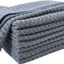 POLYTE Ultra Premium Microfiber Kitchen Dish Cloth Waffle Weave, 8 Pack (12x12 in, Gray)