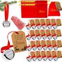 24 Set Christmas Believe Bell Ornaments, Polar Express Bell, Silver Sleigh Bell, Christmas Favors Bulk Tree Bell Decoration Holiday Treat Gifts for Kids & Adults