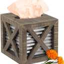 Autumn Alley Barn Door Rustic Square Farmhouse Tissue Box Cover, Farmhouse Bathroom Accessories, Rustic Bathroom Dcor Tissue Holder, Wood Tissue Box Cover with Galvanized Decor (Brown)