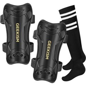 Soccer Shin Guards for Youth Kids Toddler, Protective Soccer Shin Pads & Sleeves Equipment - Football Gear for 3 5 4-6 7-9 10-12 Years Old Children Teens Boys Girls, (Black, Medium)