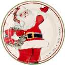Mud Pie Santa Salad Christmas Plate, Wreath, 8" dia