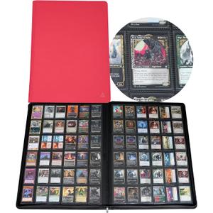 Premium 2300 Pockets Card Binder, Large 36-Pocket 2000+ Ringless Trading Card Album - Side Loading UltraSonic-362304 Tech Zip Binder for TCG -Red