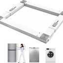 Rogierra Adjustable Furniture Dolly - Heavy-Duty Anti-Vibration Metal Stand, Adjustable Depth (38-60 cm), Retractable Side Brakes, 250kg Load Capacity, White