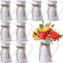 Chumia 8 Pcs Metal Pitcher Jug Vase for Flower Farmhouse Rustic Milk Can 7. 87 Inch Flower Vintage Vase Pitcher Decor Kitchen Bathroom Decor for Home (White)
