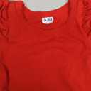 Magic Park 0-24M Infant Girl Romper Baby Girls Solid Color Bodysuit Toddler Ruffle Jumpsuit Shirts Casual Tops Baptism Shirt (0-3 Months, Long_red)