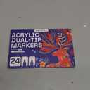 ARTISTRO 24 Dual Tip Acrylic Paint Markers - Art Painting Kit Easy for All Ages & Levels Acrylic Paint Pens for Fabric, Rocks, Paper, Wood, Canvas, Glass, DIY (Dual Tip Brush + Fine)